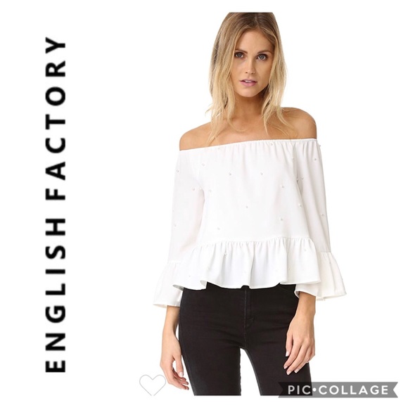 English Factory Tops - English Factory Pearl Off The Shoulder Top NWT